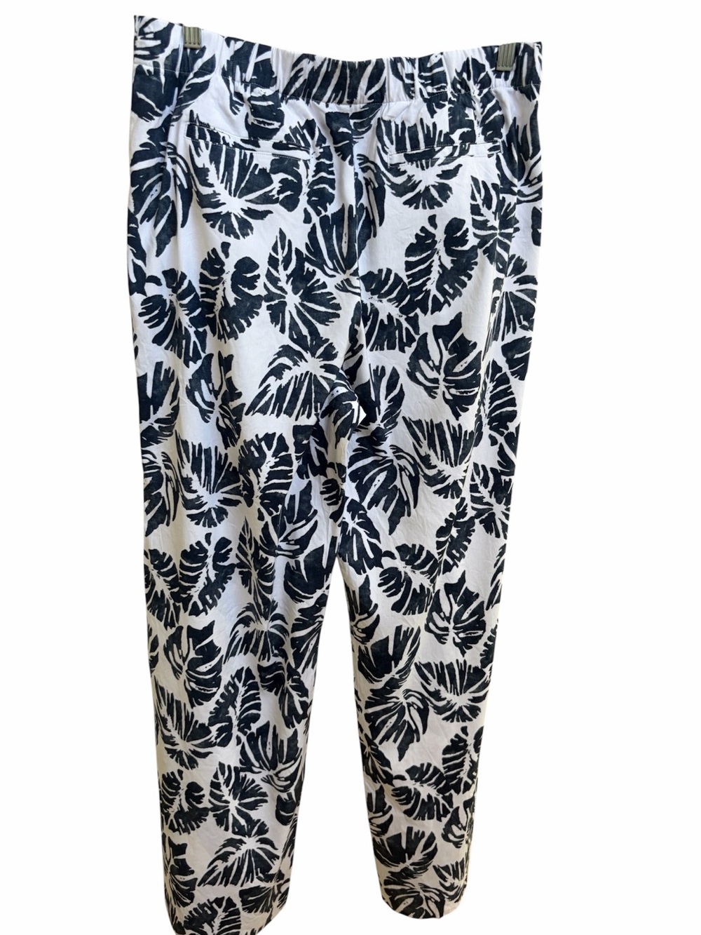 Lands End high-rise wide leg pull on pant size 10 navy white EUC